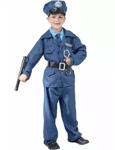 Blå polis-maskeraddräkt barn, Storlek: 4-6 år (110-120 cm)