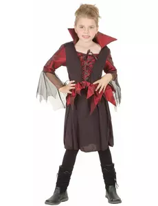 Satinmaskeraddräkt vampyr flicka Halloween, Storlek: 4-6 år(110-120 cm)