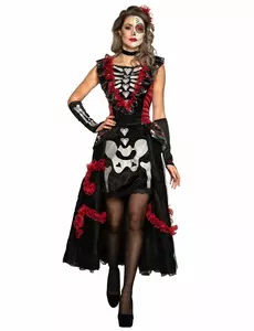 Dia de los Muertos-maskeraddräkt med underkjol dam, Storlek: Small (36/38)