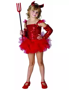 Maskeraddräkt djävulsflicka med tutu, Storlek: 4-6 år (110-120 cm)