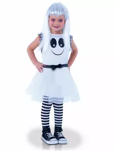 Spökmaskeraddräkt med rörliga ögon för flickor, Storlek: 3-4 år (90 till 104 cm)