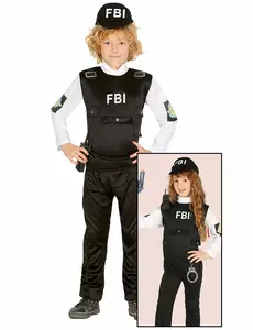 FBI-maskeraddräkt barn, Storlek: 5-6 år (110-115 cm)