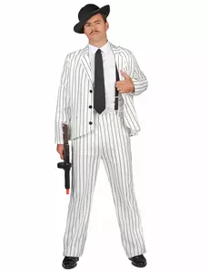 Vit gangster-maskeraddräkt herr, Storlek: Medium