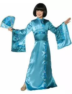 Blå geisha-maskeraddräkt flicka