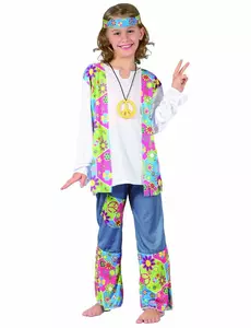 Hippiemaskeraddräkt med fransväst flicka, Storlek: 4-6 år (110-120 cm)