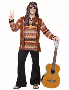 Hippiemaskeraddräkt med naturtema herr, Storlek: Medium