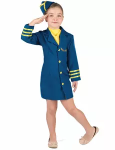 Flygvärdinneuniform maskeraddräkt flicka, Storlek: 3-4 år (92-104 cm)