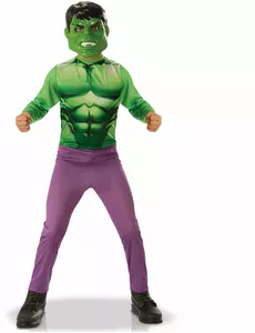 Klassisk Hulk™-maskeraddräkt för pojkar, Storlek: 7-8 år (122 till 128 cm)