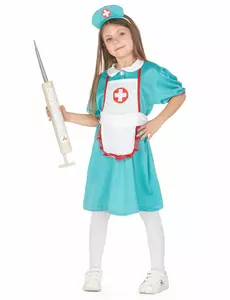 Grön sjuksköterskemaskeraddräkt för flickor, Storlek: 4-6 år (110-120 cm)