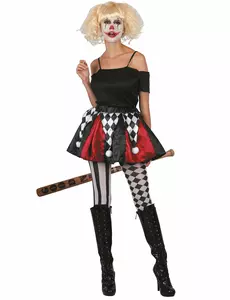 Maskeraddräkt med harlekinkjol dam, Storlek: Small