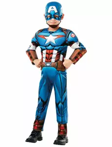 Lyxig Captain America-maskeraddräkt från den animerade serien för pojkar, Storlek: 3-4 år (90 till 104 cm)