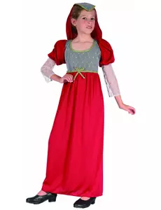 Medeltida maskeraddräkt flicka, Storlek: 4-6 år (110-120 cm)