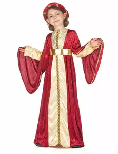 Maskeraddräkt medeltida drottning flicka, Storlek: 4-6 år (110-120 cm)
