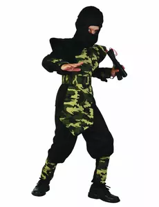 Militär ninjamaskeraddräkt med bröstplåt för pojke, Storlek: 4-6 år (110-120 cm)