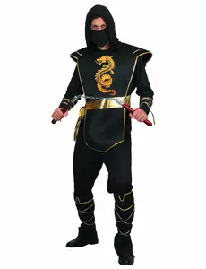 Maskeraddräkt ninja svart och guld herr, Storlek: Large
