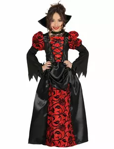 Maskeraddräkt ädel vampyrgrevinna flicka Halloween, Storlek: 3-4 år (95-105 cm)