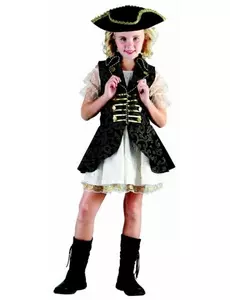 Mörkblå piratmaskeraddräkt flicka, Storlek: 4-6 år (110-120 cm)