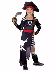 Piratkaptenmaskeraddräkt flicka, Storlek: 4-6 år (110-120 cm)