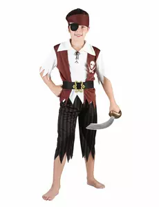 Svartvit piratmaskeraddräkt pojke, Storlek: 4-6 år (110-120 cm)