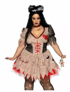 Voodoodockemaskeraddräkt i plus size för dam, Storlek: X-Large/XX-Large (48-52)