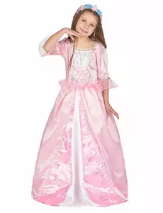 Prinsessmaskeraddräkt med blomsterkrona för flickor, Storlek: 4-6 år (110-120 cm)