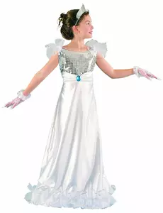 Vit prinsessmaskeraddräkt flicka, Storlek: 4-6 år (110-120 cm)