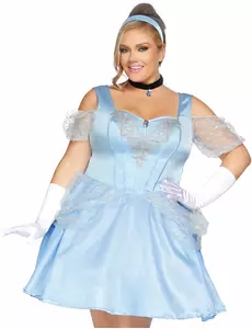 Blå prinsessmaskeraddräkt i stora storlekar dam, Storlek: X-Large/XX-Large (48-52)