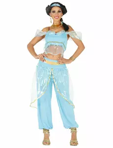 Blå maskeraddräkt, orientalisk prinsessa, dam, Storlek: Small
