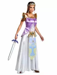 Lyxig prinsessan Zelda-maskeraddräkt för damer, Storlek: Medium