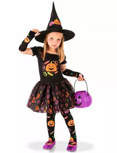 Maskeraddräkt häxkatt pumpa flicka, Storlek: 3-4 år (90 till 104 cm)