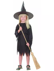 Svart häxmaskeraddräkt för flickor Halloween, Storlek: 4-6 år (110-120 cm)