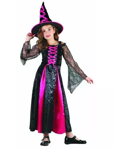 Maskeraddräkt tandad häxa barn Halloween, Storlek: 4-6 år (110-120 cm)