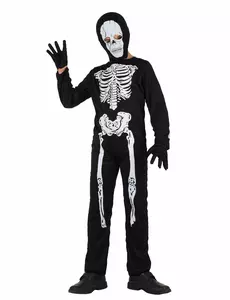 Skelettmaskeraddräkt för barn Halloween, Storlek: 5-6 år (115/130 cm)