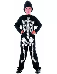 Skelettmaskeraddräkt pojke Halloween, Storlek: 4-6 år (110-120 cm)
