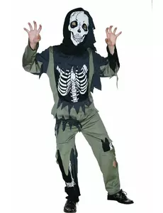 Skelettzombie-maskeraddräkt barn, Storlek: 4-6 år (110-120 cm)