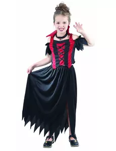 Röd vampyrmaskeraddräkt flicka Halloween, Storlek: 4-6 år (110-120 cm)