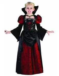 Vampyrmaskeraddräkt med puffärmar flicka, Storlek: 4-6 år (110-120 cm)
