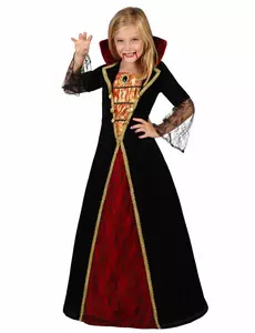 Elegant vampyrmaskeraddräkt för flickor Halloween, Storlek: 5-6 år (115/130 cm)