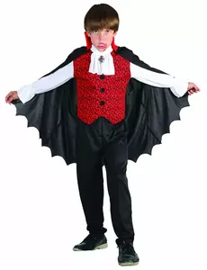 Vampyrmaskeraddräkt för pojkar röd Halloween, Storlek: 4-6 år (110-120 cm)
