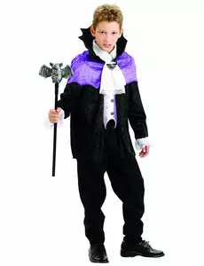 Svart och lila vampyrmaskeraddräkt pojke, Storlek: 10-12 år(130-140 cm)