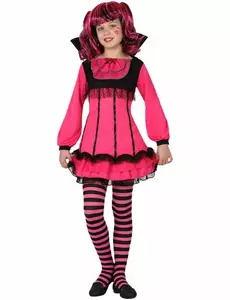 Rosa vampyrmaskeraddräkt flicka, Storlek: 5-6 år (115/130 cm)
