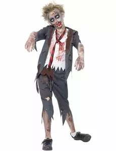 Skolpojkezombiemaskeraddräkt för Halloween, Storlek: 7-9 år (130/143 cm)