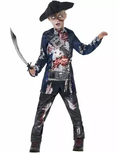 Zombiepirat-maskeraddräkt pojke Halloween, Storlek: 4-6 år (115/128 cm)