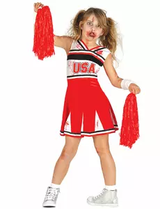 Zombie-pom-pom-flicka maskeraddräkt barn Halloween, Storlek: 9 år (125-135 cm)
