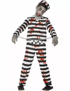 Zombie-fångemaskeraddräkt för pojke Halloween, Storlek: 4-6 år (115/128 cm)