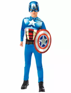 Klassisk Captain America™-dräkt med sköld pojke, Storlek: 5-6 år (110 till 116 cm)