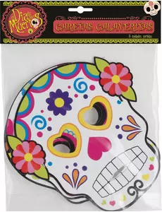 3 Matchande kartongmasker Dia de los muertos vuxen Halloween
