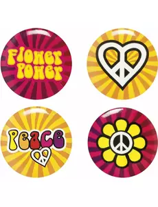 4 hippie Flower Power-pins