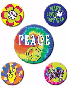 5 hippieemblem 60-tal 3,5 till 6 cm