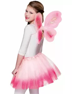 Pastellrosa fjärilsvingar och tutu för flicka